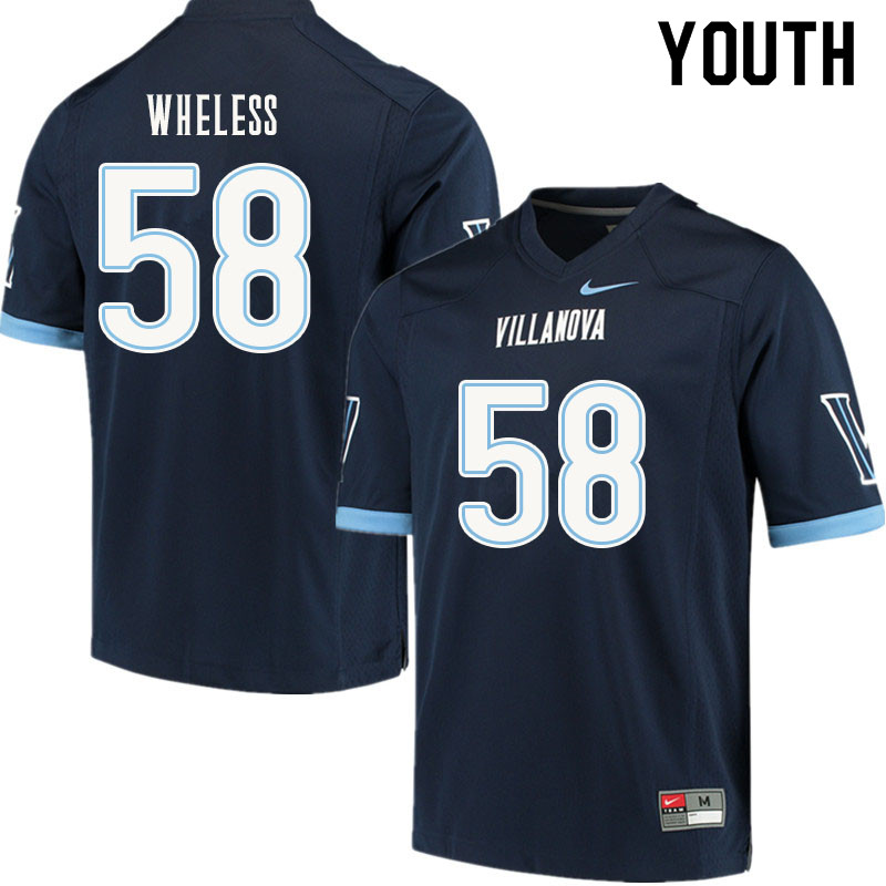 Youth #58 Ben Wheless Villanova Wildcats College Football Jerseys Sale-Navy - Click Image to Close